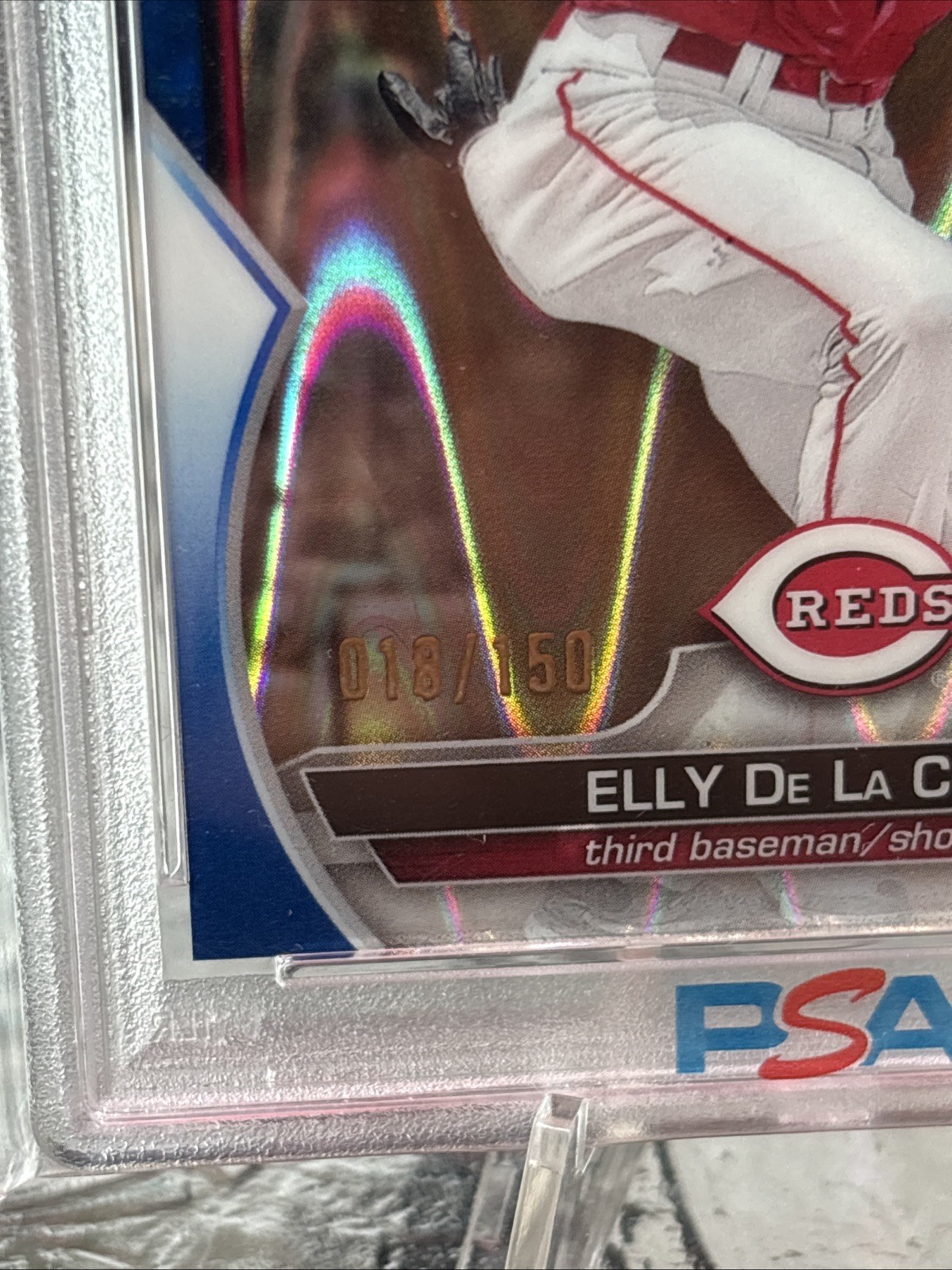 2023 Bowman Elly De La Cruz Chrome Prospect Blue RayWave/150 PSA 10 Low Pop view 3