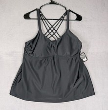 Torrid Womens Size 0 Black Tankini Swim Top Strappy Plus Size Swimwear Beach NWT