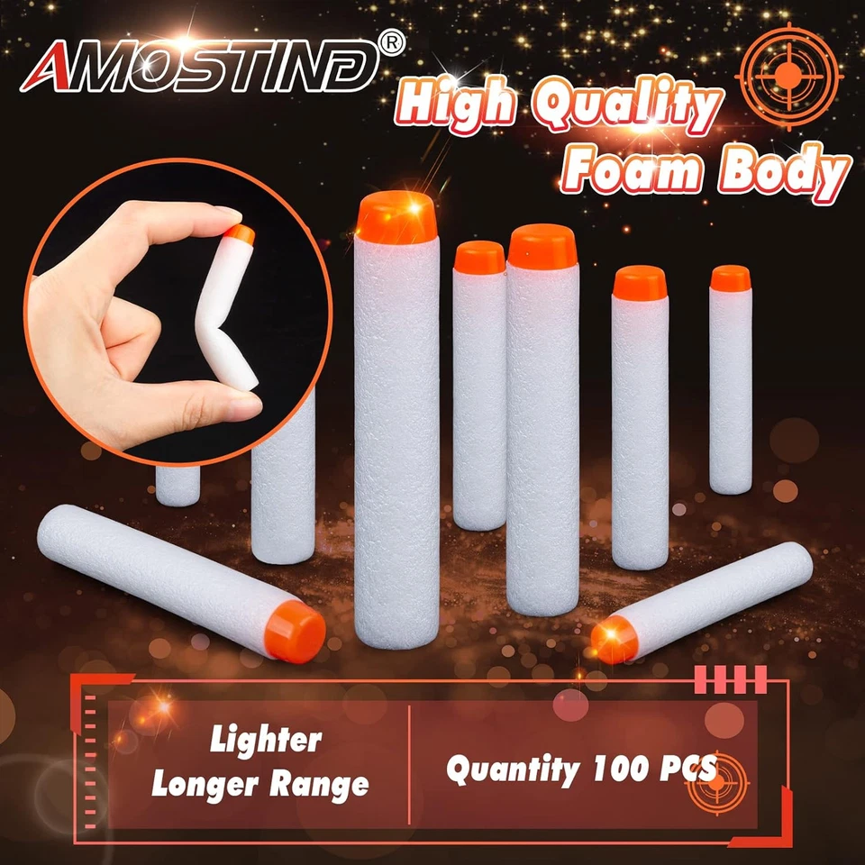 100PCS Refill Darts for Nerf N Strike Elite 2.0 Series Glow in the Dark Bullets  - Image 3 of 4
