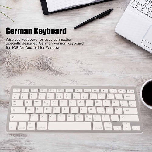 Wireless Keyboard Universal Slim Silent Wireless BT German Keyboard For IOS SLS - Picture 4 of 21