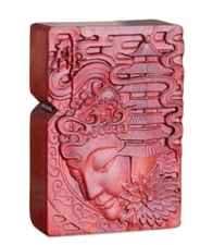 Natural Rosewood Carved Buddha Tower Lighter Box For Zippo Insert Kit(Case Only)