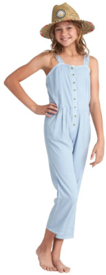 Billabong L25007 Girl Blue Paint The Night Chambray Jumpsuit Size Large