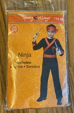 Ninja Halloween Costume With Jumpsuit Bandana Child Size S/M 4-6 NEW