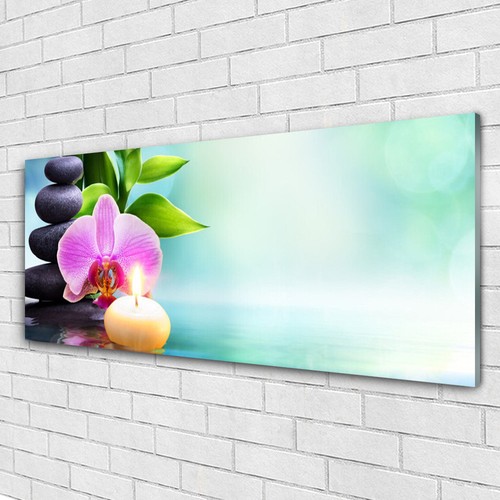 Image sur verre Tableau Fleur de lotus floral bleu blanc