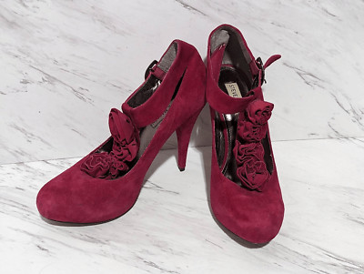 Steve Madden Women's Red Suede Flower Heels Size 8