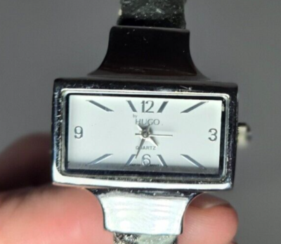 by HUGO Watch Snakeskin Cuff Band Silver Tone Rectangle  display picture 2
