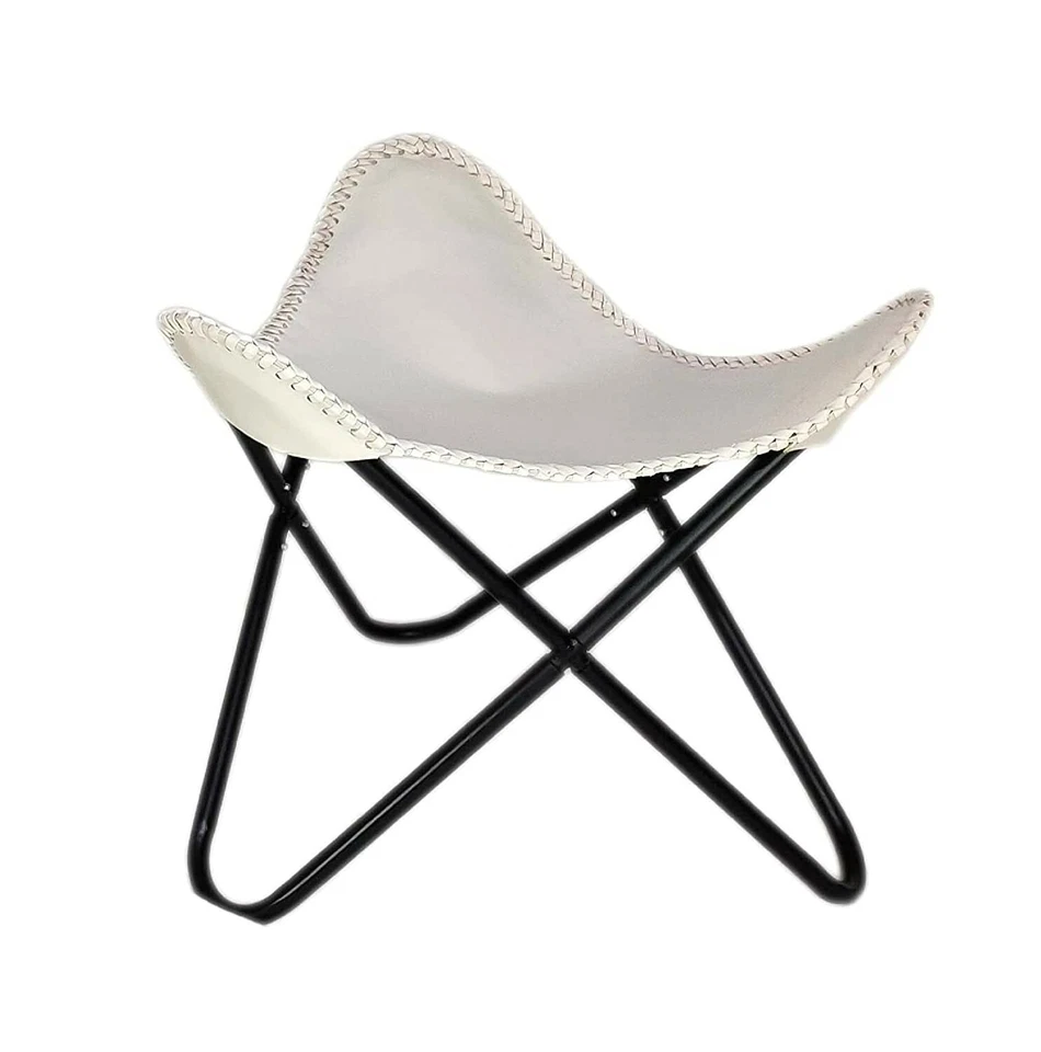 Leather Butterfly Chair Footstool Rest Butterfly Folding Stool Lounge Accent - Image 3 of 4