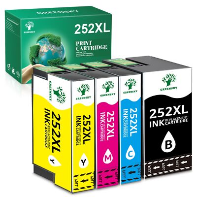 4Pcs 252XL Compatible For Epson Ink Cartridges for WorkForce WF-3630 WF-7720DTWF