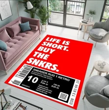 Red Sneakerhead,Your Photo Rug,Custom Sneaker Rug,Hypebeast Decorative Rug,Gift