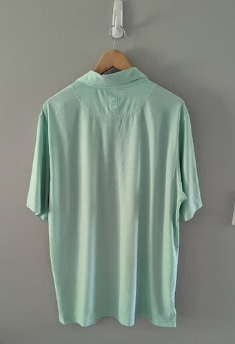 Mens FJ Footjoy Stretch Performance Polo Shirt L Heathered Mint Green - Picture 4 of 5