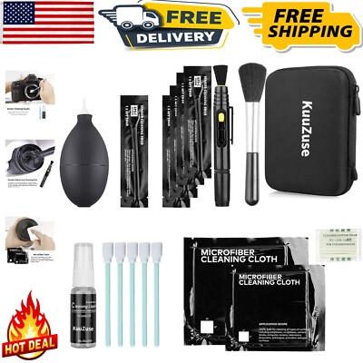 Multi-Purpose DSLR Cleaning Essentials: Swabs, Cloths & Lens Solution Included