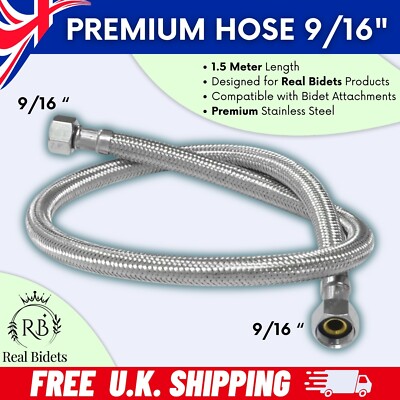 G9/16'' Edelstahl Flexi Schlauchleitung 1,5m | Universal Fit UK | ECHTE BIDETS