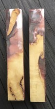 2 Pen Blanks Stabilized Hackberry Burl Coffee White Epoxy Hybrid