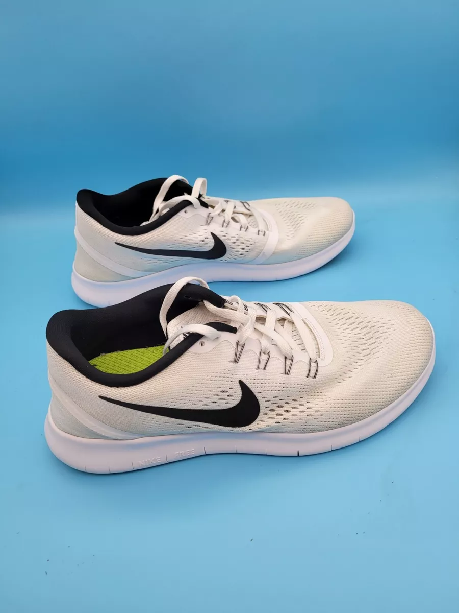 Nike Free RN 831508-100 Men White &amp; Lace Up Low Top Running Shoe 9 | eBay