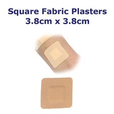 QUALICARE PREMIUM THIN FABRIC FIRSTAID SQUARE WOUND CUT PLASTERS DRESSINGS 3.8CM