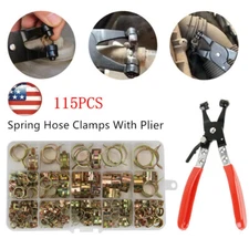 115pcs Zinc Plated Spring Clips Fuel Oil Water Hose Pipe Tube Clamp Fastener