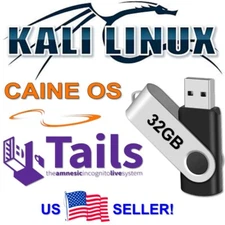Ultimate Cyber Sec Combo! Tails 7.2 Kali 2025.3 CAINE 13 Multiboot 32Gb USB