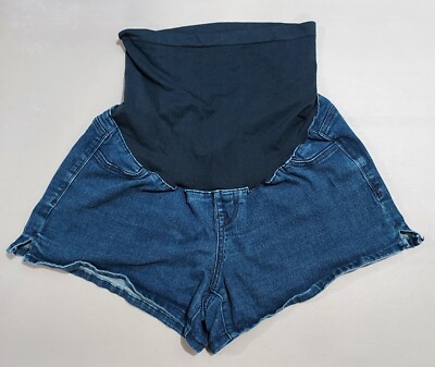 Evermore Denim Maternity Shorts Size XL Blue Denim Stretch Full Panel