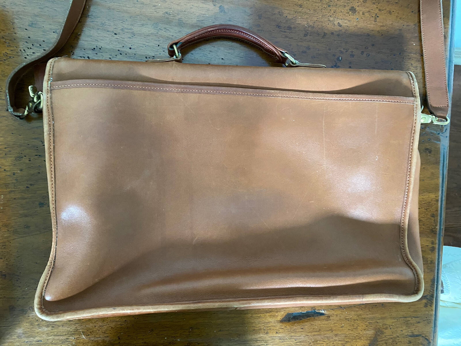 Vintage Coach Leather Briefcase Tan With Shoulder S… Gem