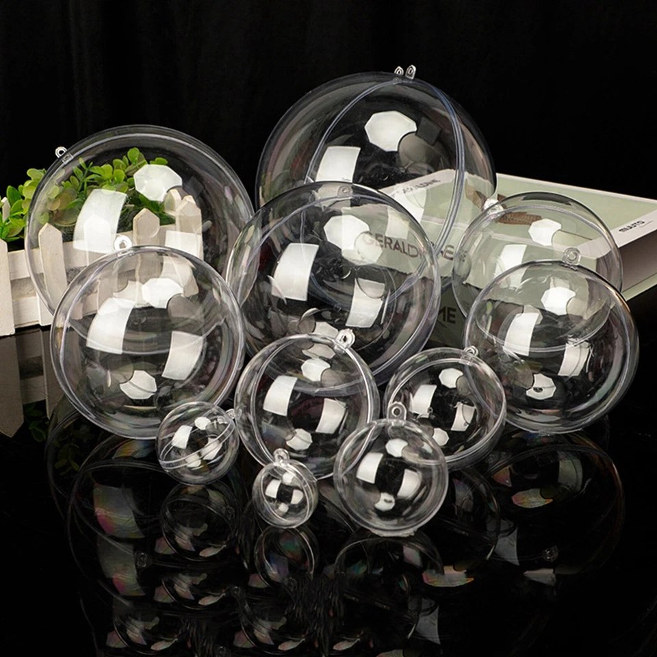 5pcs Clear Plastic 2-Part Hollow Spheres - Round Fillable Orbs for Wedding - Image 4 of 4