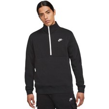 NEW MEN  S NIKE SPORTSWEAR CLUB 1/2 HALF ZIP PULLOVER  IN BLACK AND WHITE   