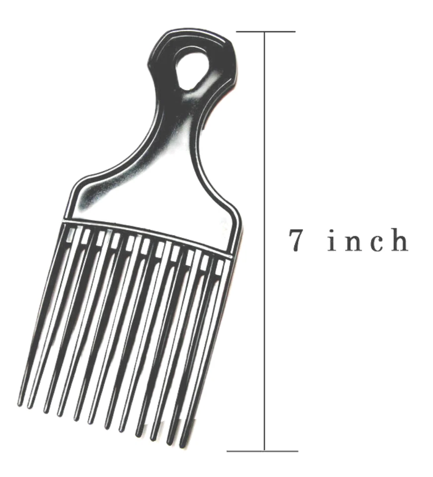 (3) Plástico Negro 7” Pulgadas Afro Levantamiento de Cabello Pik Pick Desenredar Peluca Peine Trenzado Foto 2 de 3