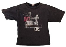 VINTAGE LEVI'S Tough Jeans KIDS T SHIRT 90s Size 7 Fade Single Stitch Distressed