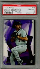 2015 Finest Justin Verlander - Purple Refractor PSA 10 #159/250
