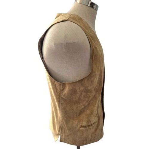 LL Bean Mens Tan Leather Suede Vest Vintage Classic Size 42 Long Made In USA - Picture 2 of 8
