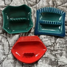 LOT: 3 Vintage MCM California Pottery Ceramic Ashtrays USA Modern Abstract