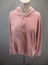 FILA Size L Womens Orange Cotton Blend 1/2 Zip Velvet Crop Athletic Hoodie 829