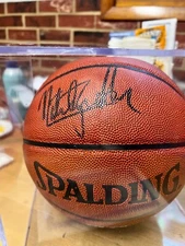 Nate Archibald Autographed/Signed Basketball - w/COA, Case, Spalding Ball
