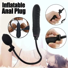 Inflatable Penis Dildo Cock Pump Expandable Anal Butt Plug Sex Toy Men Women US