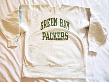 Vintage Champion Reverse Weave Green Bay Packers Gray Crewneck Sweatshirt Men XL