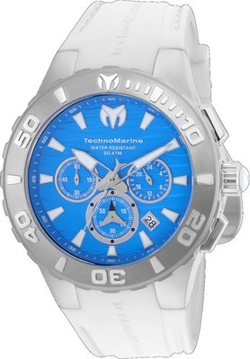 TechnoMarine Cruise Medusa Mens 44mm Blue Dial White Chronograph Watch TM-115075