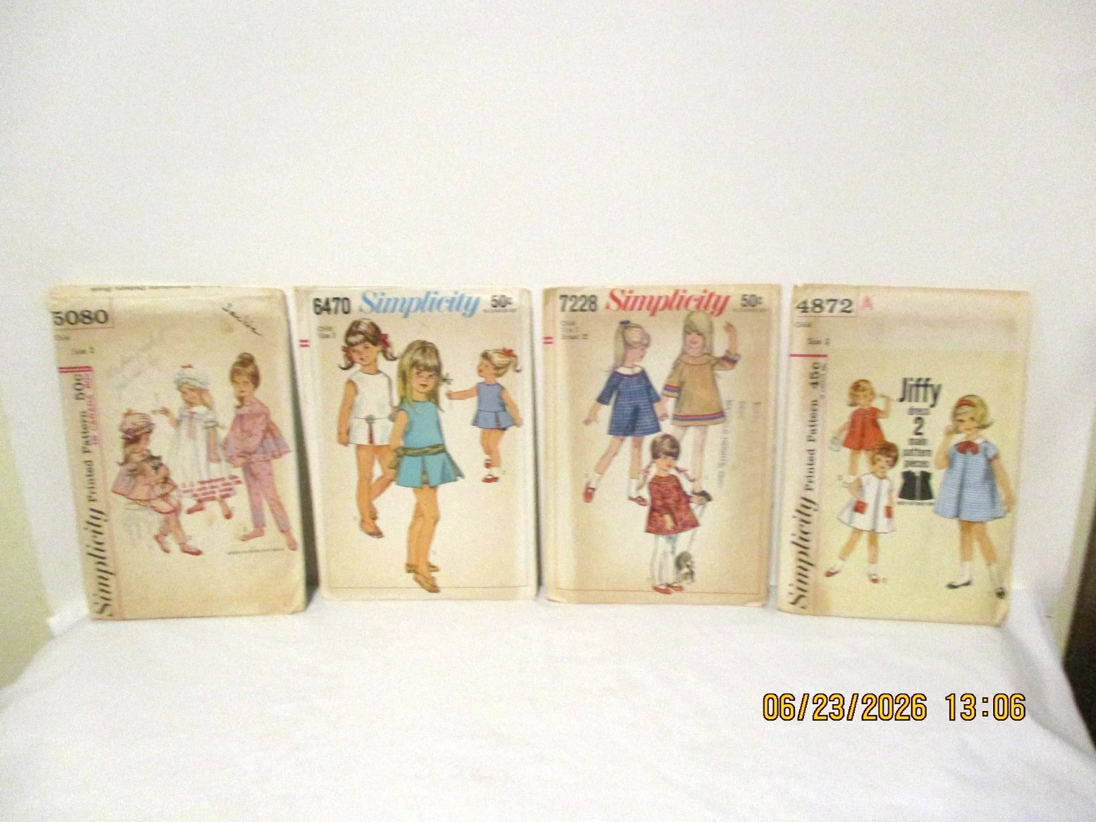 VTG 1960s Lot of 4 Toddler Sewing Patterns Pajamas, Summer, Dresses Sizes 2 & 3