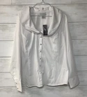 NWT Soft Surroundings  White Button-Down Shirt with Double Collar Size XL