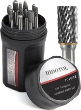 Carbide Burr Set - 1/4" Shank, 10PC Double Cut, for Metal & Wood Carving