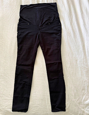 H&M Women's Maternity Pants Black Solid Skinny Fit Cotton Blend Size L