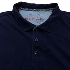 Robert Graham Polo Shirt Mens Size M Short Sleeve Knit Cotton Navy Blue