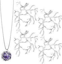 4Pcs Silver Branch Shape Blanks for Jewelry Making, Adjustable Metal Claw Pendan