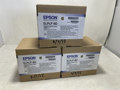 LOT of 3 Genuine Epson ELPLP 80 Lamps V13H010L80 For Epson Projectors