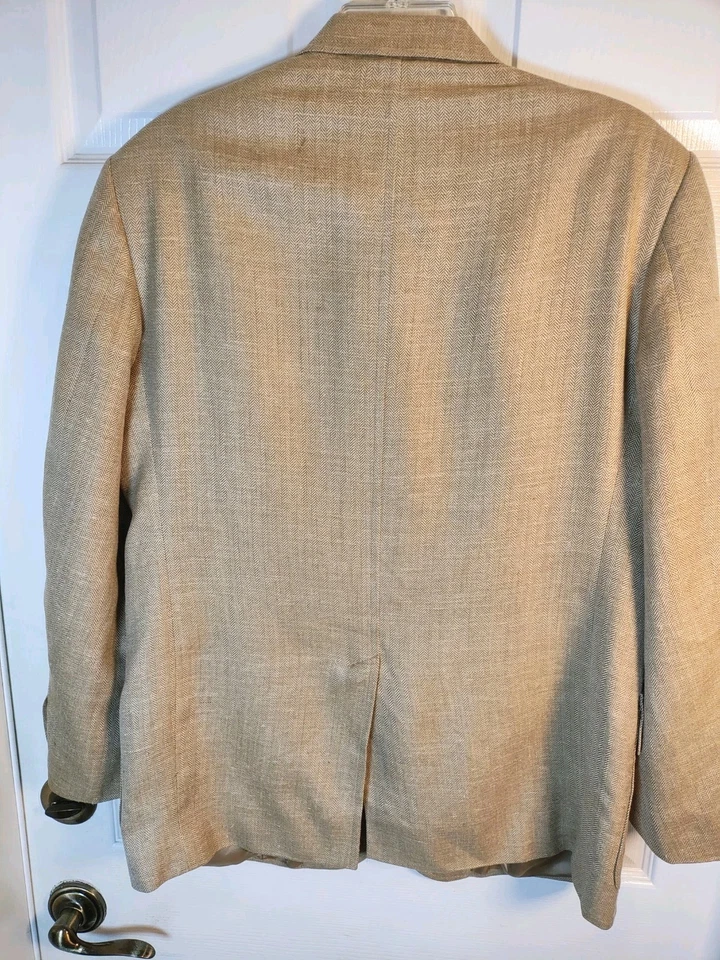 Chaqueta Blazer Brooks Brothers Para Hombre 40S Beige Espiga Seda/Lana/Lino Italia Foto 2 de 4