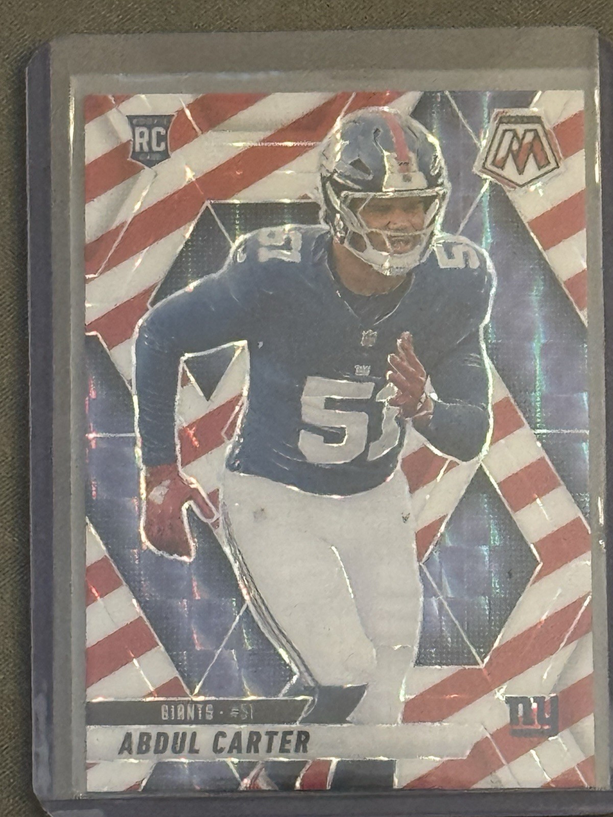 2025 Panini Mosaic - Rookies Abdul Carter #317 Red & White Stripe Prizm (RC)