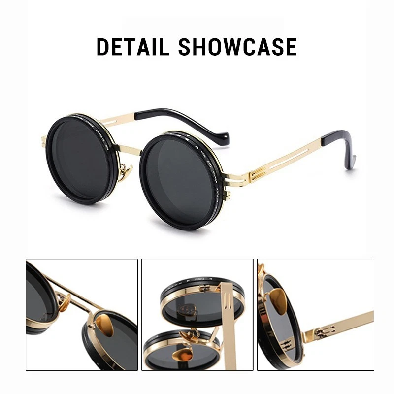 复古圆形偏光太阳镜 - UV400,户外使用防眩光 — 第 4/4 张图片