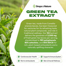 Green Tea 10:1 Extract 50 EGCG - Green Tea Liquid Drops - Vegan, 4X More Pow...
