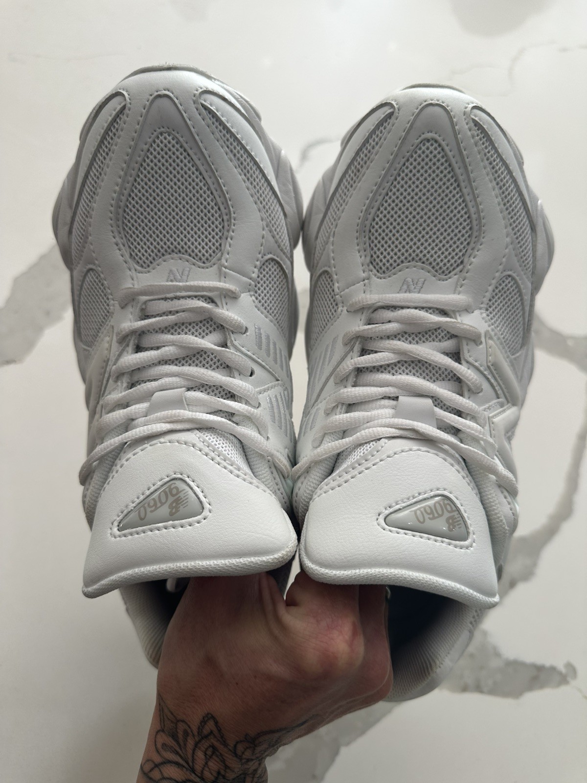 New Balance 9060 Triple White Size 7 UK - Gently Used Sneakers image 6