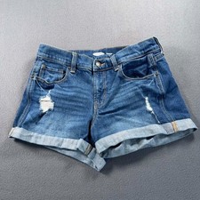 Old Navy Boyfriend Mid Rise Denim Shorts Womens 2 Blue Distressed 28x2.5