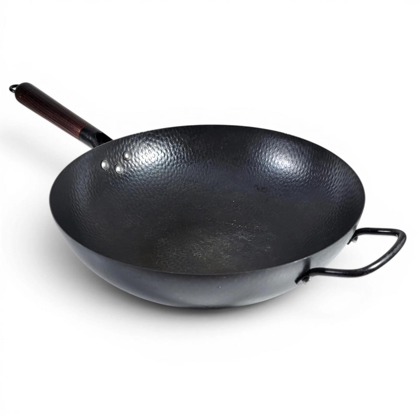 Hand Hammered Wok 13” Carbon Steel Round Bottom Wood Handle Good Condition
Opens in a new window or