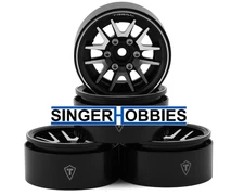 TREAL HOBBY TLHTWHEEL-91 Type L 1.9" V-Spoke Beadlock Wheels Black (4) 120g PER